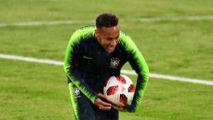 Im Training hat Brasiliens Star Neymar Spaß. Der könnte ihm gegen Belgien allerdings vergehen. Foto: AFP