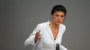 Sahra Wagenknecht im Bundestag - bundesweit steht das BSW bei etwa fünf Prozent. Foto: Jonathan Penschek/dpa