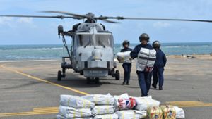 Der Tropensturm „Irma“ hat das Inselgebiet verwüstet, die britische Marine hat bereits sechs Tonnen Hilfsgüter auf die Insel Anguilla gebracht. Foto: dpa/Royal Navy