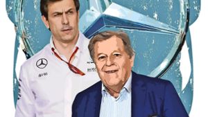 Norbert Haug (re.) und Toto Wolff: Zwei, die den Motorsport bei Mercedes geprägt haben und noch prägen. Foto: Baumann/dpa