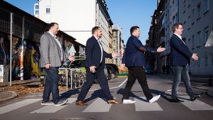 Wie einst die Beatles, aber nicht auf der Abbey Road: Die CDU-Politiker Ansgar Mayr, Christian Gehring, Tobias Vogt und Michael Preusch (von links). Foto: Büro Gehring