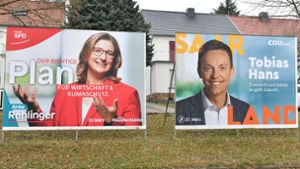In der Regierung und auf Wahlplakaten Seite an Seite, im Wahlkampf Kontrahenten: Anke Rehlinger (SPD) und Tobias Hans (CDU). Foto: imago/B. Bredel