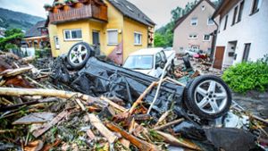 Massen an Geröll und zerstörte Häuser: Braunsbach nach der Sturzflut Foto: 7aktuell/Adomat