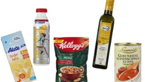 Diese fünf Lebensmittel hat Foodwatch als Kandidaten für den „Goldenen Windbeutel 2017“ ausgewählt. Die Verbraucher entscheiden, wer den Preis für die dreisteste Werbelüge verdient hat. Foto: Foodwatch