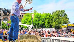 Mike Pence beim Wahlkampf  für sich als Präsidentschaftskandidat der Republikanischen Partei bei der Iowa State Fair. Foto: IMAGO/USA TODAY Network/IMAGO/Zach Boyden-Holmes/The Register