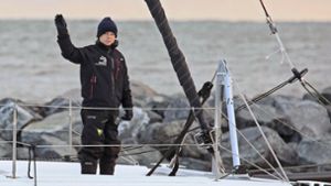 Greta Thunberg an Bord der Segeljacht „La Vagabonde“. Das Foto entstand Mitte November in den USA. Foto: dpa/Rob Ostermaier