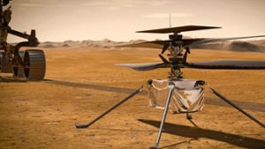 Die Helikopterdrohne Ingenuity ist zusammen mit dem Mars-Rover Perseverance am 30. Juli 2020 am Cape Canaveral gestartet und am 18. Februar auf dem Mars gelandet. Foto: NASA/JPL-Caltech/dpa