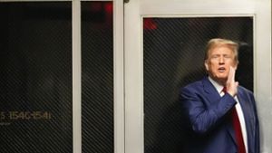 Donald Trump, ehemaliger Präsident der USA, spricht in einem Flur vor einem Gerichtssaal, in dem er einer Anhörung vor dem New Yorker Strafgericht beiwohnt. Foto: dpa/Mary Altaffer