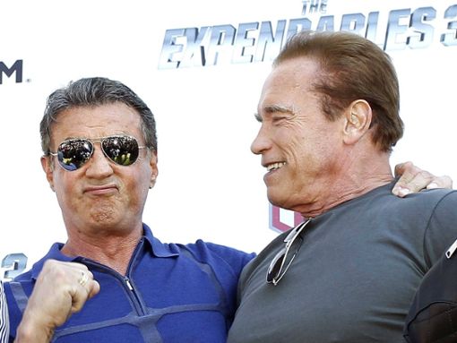 Ziemlich beste Muskel-Freunde: Arnold Schwarzenegger (r.) und Sylvester Stallone. Foto: imago/PicturePerfect International